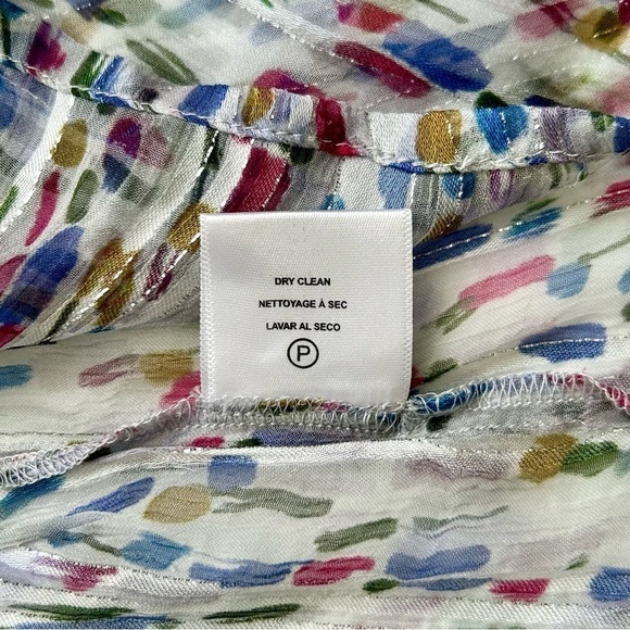 Velvet by Graham & Spencer Anastasia Printed Lurex Dress Long Sleeve Smocked S - Picture 15 of 16